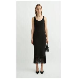 NEW POSSE Bianca Fringe Hem Midi Dress Size Large
